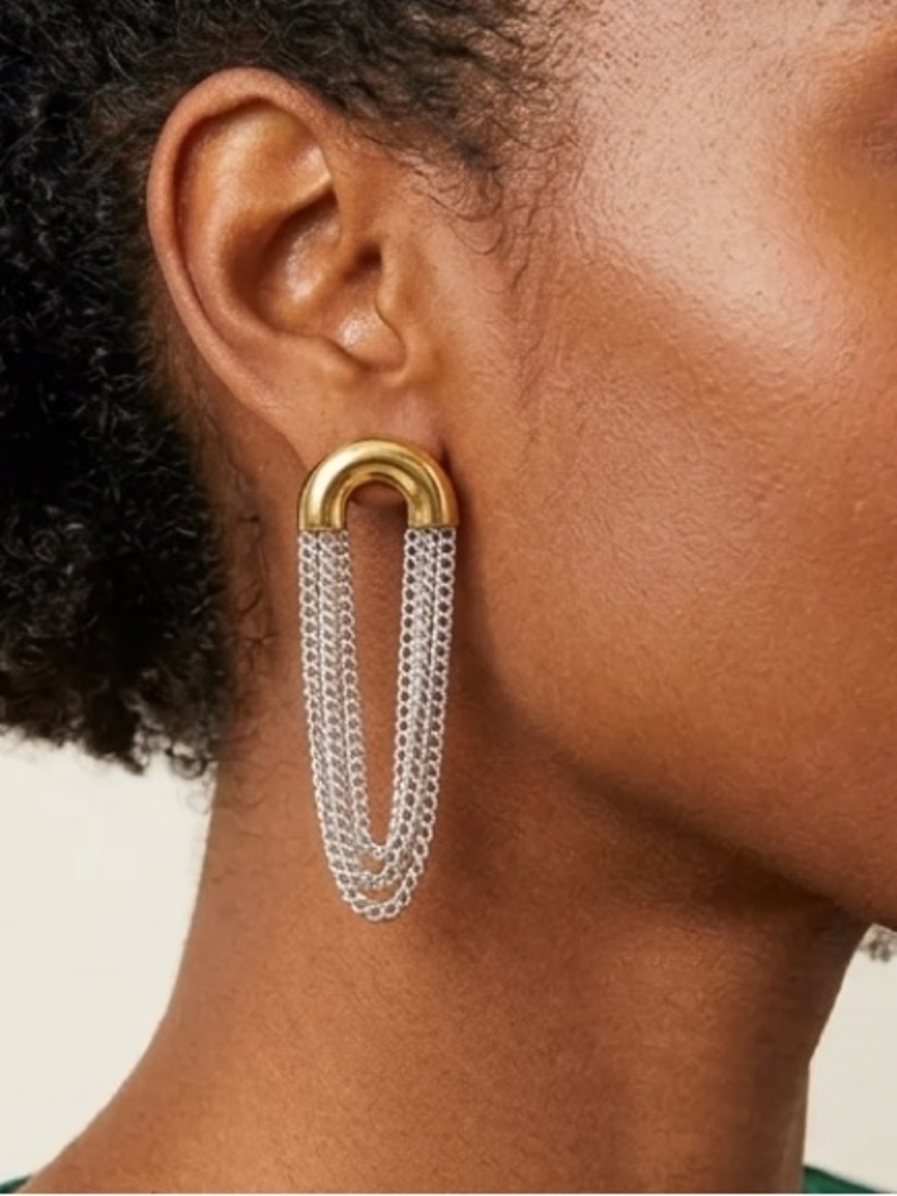 Gold & Silver Chain Drop Earrings - Women Jewelry